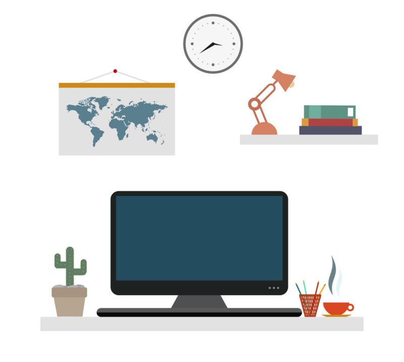 Workplace modern concept in room on desk